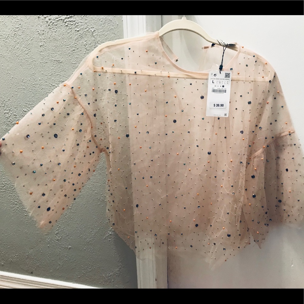 Beautiful see through blouse , embroidered